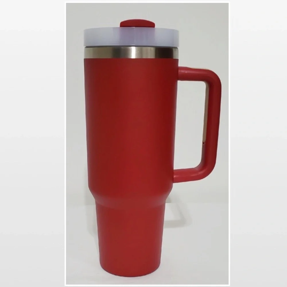 New Tumbler POSHBABE 40oz Red White Large Travel Mug Thermos Cup Swag